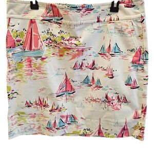 Talbots Petites Sailboats Cotton Casual Career Skirt